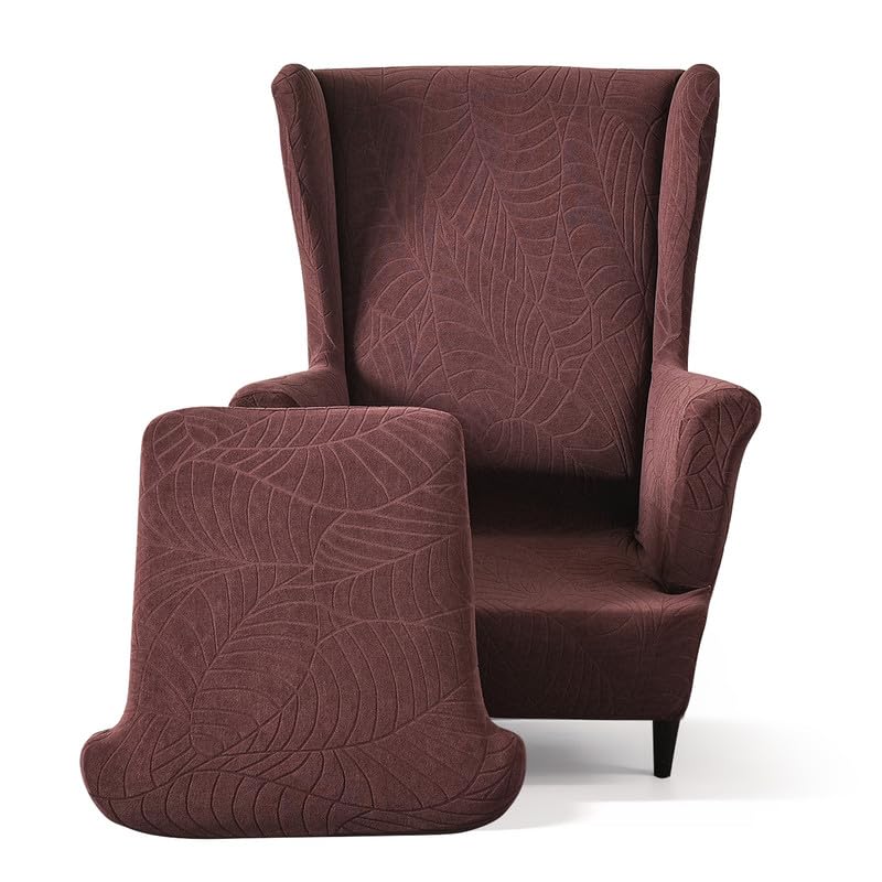 Mingfuxin Wingback Chair Covers, 2 Piece Set Stretch Armchair Sofa Slipcovers with Cushion Covers,Thicken Washable Wing Chair Slipcover Furniture Protector for Living Room Bedroom