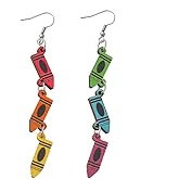 Personality Pencil Crayon Dangle Earrings Teacher Earrings Handmade Funny Pencil Book Earrings Teachers Appreciation Day Jewelry Gifts