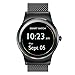 SMA-Round Smart Watch for Android Phones and iPhones,Smart Watches for Android Heart Rate Monitor,Remote Camera Band Fitness Tracker,Smart Watches for Men Women,Black-Steel Strap