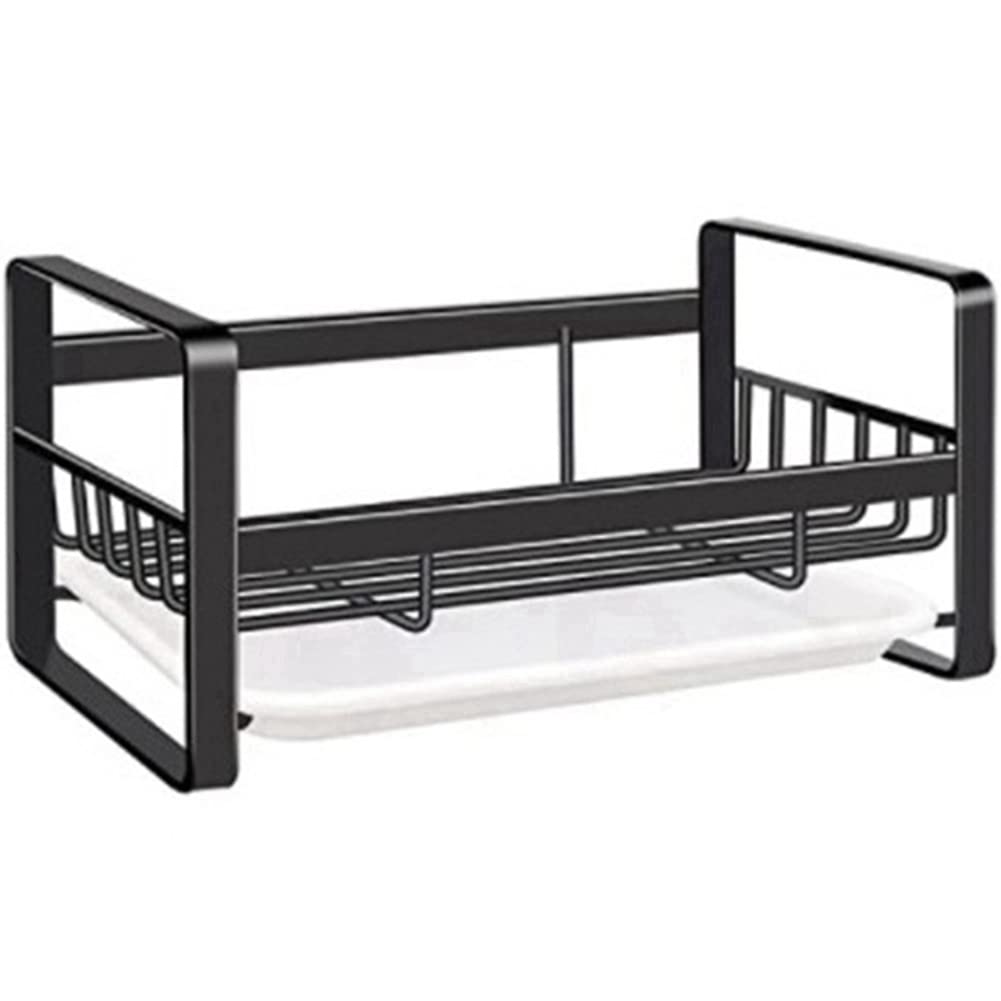 beiyaiey Kitchen Sink Sponge Stand Sponge Holder Stainless Steel Kitchen Soap Dispenser, with Removable Drain Pan