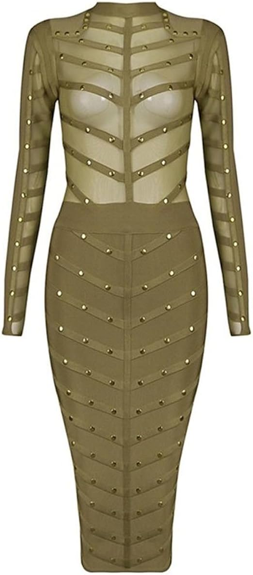 long sleeve studded dress