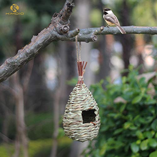 Kimdio Hummingbird Birdhouse for Outside Hanging, Grass Hand Woven Bird Nest, Natural Bird Hut for Outdoor - Drop - Thumbnail 3