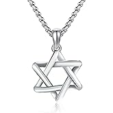 DOTBJ 925 Sterling Silver Jewish Star of David Necklace with Stainless Steel Chain