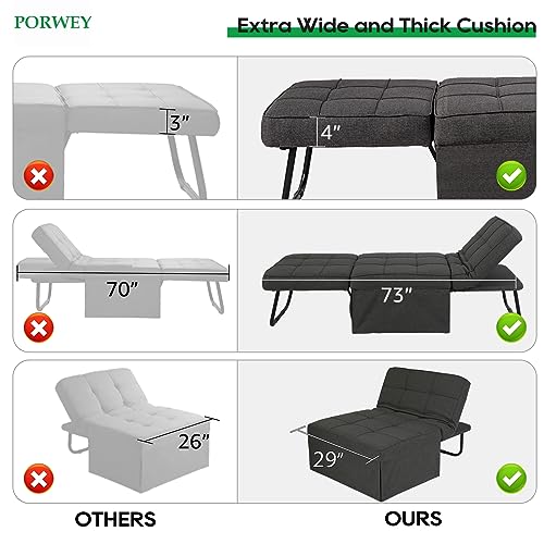 PORWEY Sleeper Chair Sofa Bed, 4in1 Convertible Futon Chair Multi