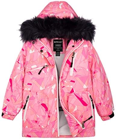 Wantdo Girls' Warm Snow Coat Waterproof Ski Jacket Windproof Winter Parka Insulated Fleece Rain Jackets