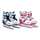 Premium Adjustable Ice Skates for Boys and Girls, Two Awesome Colors - Blue and Pink, Super Comfortable Padding and Reinforced Ankle Support, Fun to Skate!