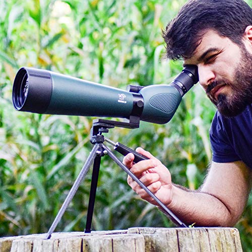 CreativeXP HD Spotting Scope with Tripod 20-60x80mm - BAK 4 Prism Spotting Scopes for Target Shooting Hunting Astronomy Bird Watching - 100% Waterproof Shockproof IP67 - Phone Adapter and Clicker