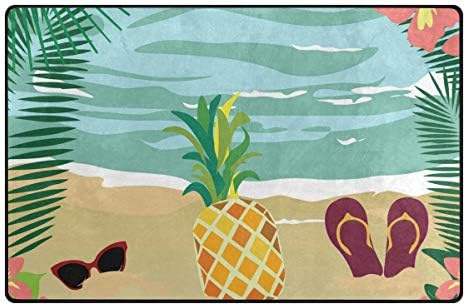 Amazon Soresore ソレソレ ラグ カーペットラグマット夏 洗える 滑り止め ラグマット長方形 おしゃれ かわいい 北欧 ハワイ パイナップル 砂浜 自然風景 かわいい マット カーペット すべり止め 53 80cm 152 99cm 2サイズ ラグ カーペット オンライン通販