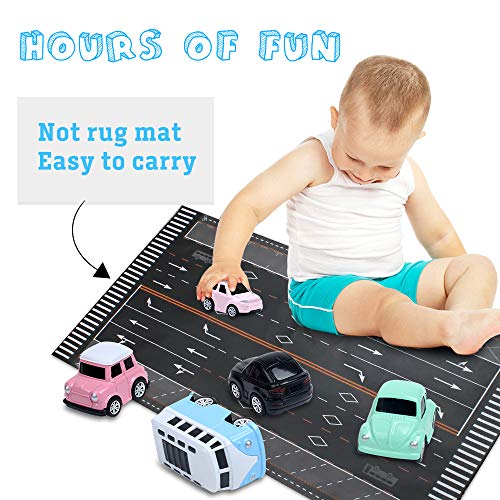 Alpacasso 10 PCS Pull Back Cars Toys for Girls, Alloy Die Cast Toy Set Vehicles Micro Machines Model Party Supplies Toy Cars Set for Toddlers Boys Kids Age 2 3 4 5 6+ (Road Map/Sticker Included)