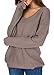 Sarin Mathews Womens Casual Hollow Knit Vneck Blouse Pullover Loose Tops Sweater Khaki XL