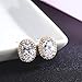 SBLING 18K Rose Gold Plated AAAA Cubic Zirconia Oval Halo Stud Earrings (1.90 cttw; White Clear)