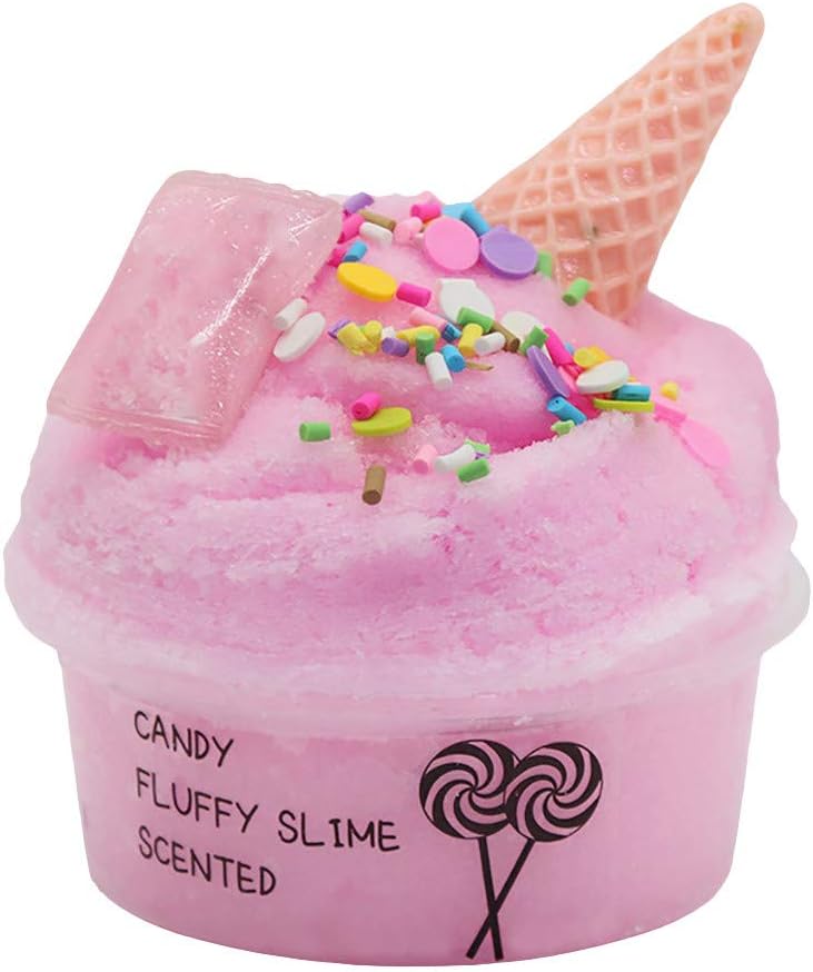 Huaya 60ml Slime Kit Fluffy Cotton Candy Cloud Ice Creamcone Slime Swirl Scented-Clay Toy