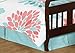 Turquoise and Coral Emma Girls Modern Toddler Bedding Floral 5 Piece Comforter Sheet Set