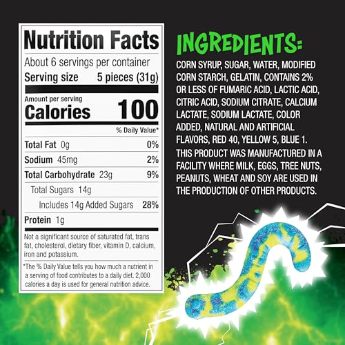 TROLLI ELECTRIC CRAWLERS CANDY, 6.3 OUNCE BAG