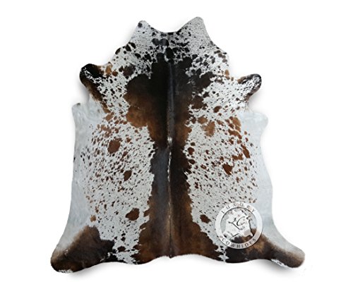 Sunshine Cowhides 100% Genuine Salt and Pepper Cowhide Rug - Modern Style Animal Skin Rug & Floor Carpet for Living Room, Bedroom, Kitchen & More - Large (6x6-7ft)