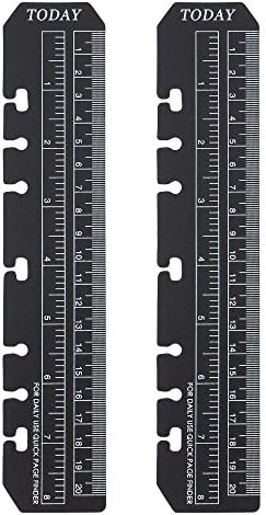 DDAYUP 2Pcs Black Plastic Page Marker Pouch Page Finder Measuring Today Ruler for A5 Size 6-Hole Binder Notebook