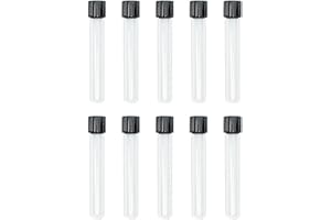 12x75mm Glass Test Tubes with Black Screw Caps, 5ml Boro Glass Test Tubes for Scientific Experiments, Candy Storage, Party and Home Decorations, Plant Propagation and Holiday Gifts, HUAOU, Pack of 10
