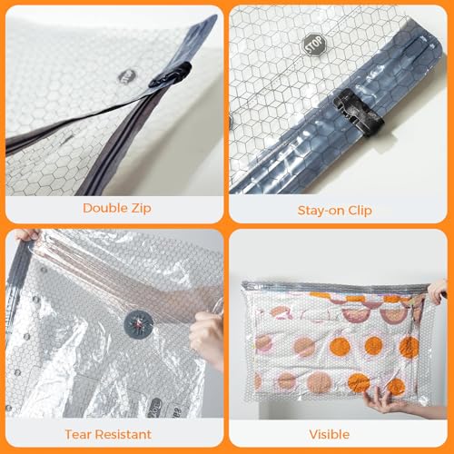 SOUNDCOUS Travel Vacuum Storage Bags for Clothing with Portable Electric Pump, 12 Pack Space Saver Vacuum Storage Bag, Compression Packing Bag for Clothes Luggage & Suitcase