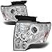 For Ford F-150 Chrome Housing Amber Corner Dual Angel Eyes Halo Projector LED DRL Headlight