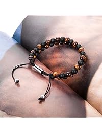 Pulsera de cuentas de aceite esencial de Murtoo ajustable, pulsera con difusor de perfume, pulsera de piedra de lava y roca, regalo de 18 a 9.1 in