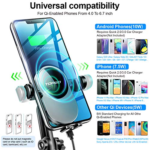 [Upgraded] TOPGO Cup Holder Phone Mount Wireless Charger,Universal Cell