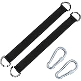 nets Tribe 2 PCS Black Tree Swing Straps Hanging Kit with 2 Heavy Duty Carabiners (Stainless Steel), Tree Swing Hanging Kit for Swing Seat, Plank, Camping Hammock, Holds 2200 LBS