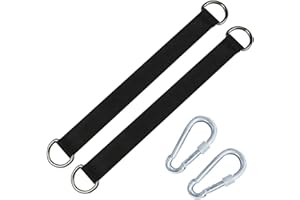 nets Tribe 2 PCS Black Tree Swing Straps Hanging Kit with 2 Heavy Duty Carabiners (Stainless Steel), Tree Swing Hanging Kit for Swing Seat, Plank, Camping Hammock, Holds 2200 LBS