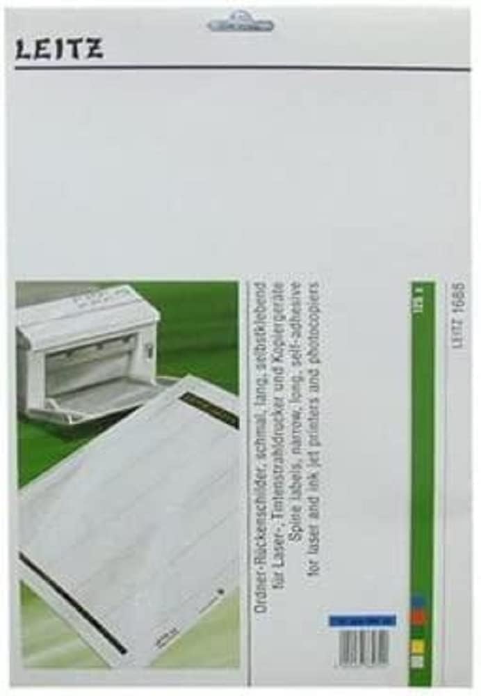 Leitz 16880035 Spine Label Self-Adhesive PC Paper Long Narrow Pack of 125 Blue