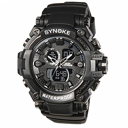 MODIWEN Men Outdoor Army Military 51m Waterproof Multi-Function Sports Watch, For Students Alarm Date Chronograph Luminous Dual Display Wristwatches Clock