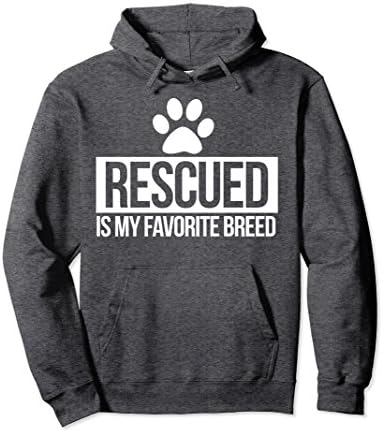 Unisex Rescued is my favorite breed pullover hoodies dog lovers Large Dark Heather