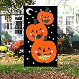 JINSEY Halloween Pumpkin Bean Bag Toss Games with 3 Bean Bags, Halloween Games for Kids Party Decoration