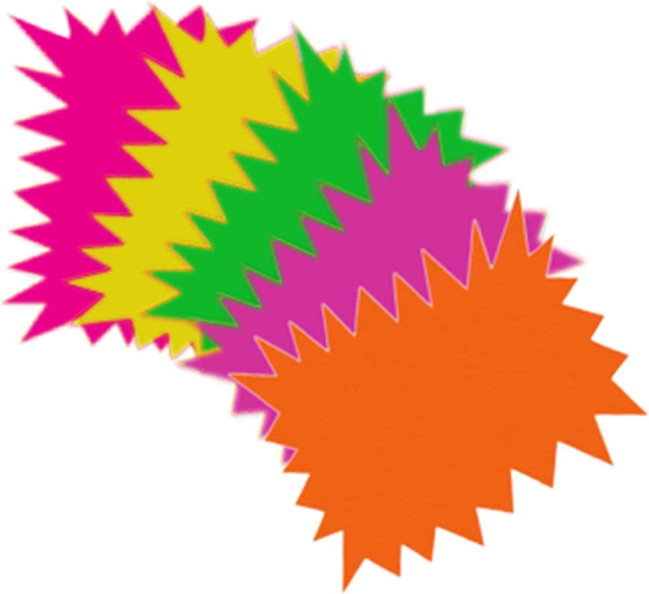 Vsorce4u 60pcs x 10cm x 7.5cm Neon Stars Flashes Cards Star Shaped Price Tags Labels Name Tags Fluorescent Flashes Card for Home School Office