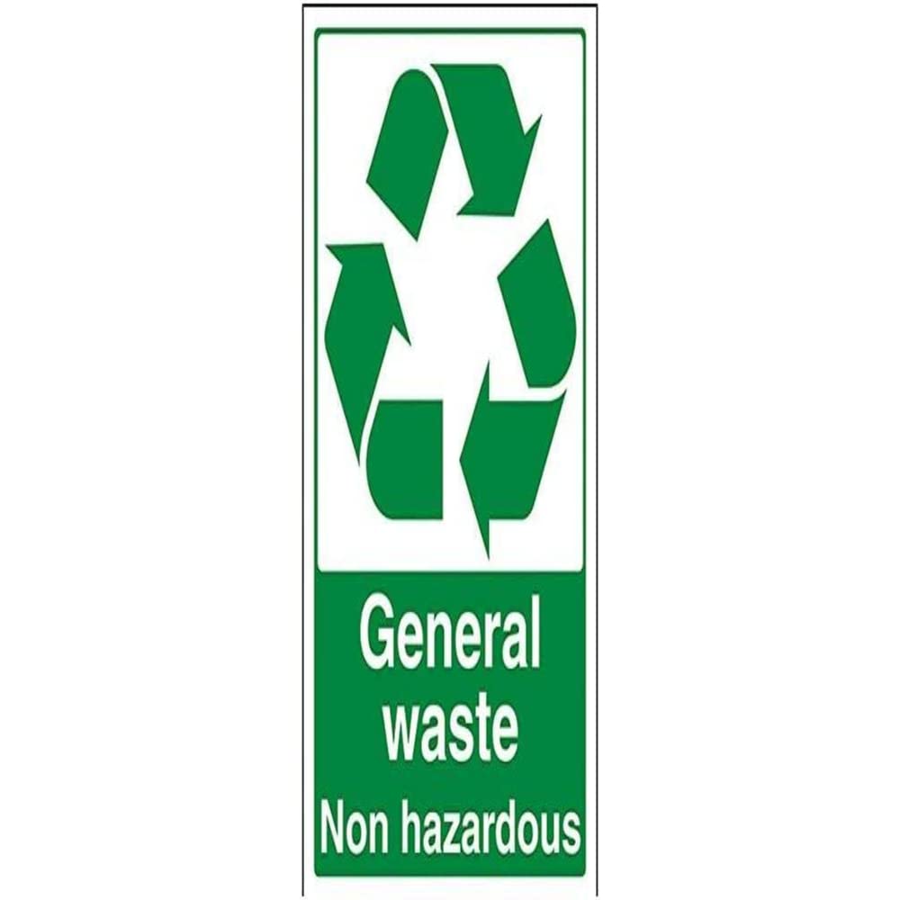 V Safety General Waste, Non Hazardous Recycling Sign - 200mm x 300mm - 1mm Rigid Plastic — image 1