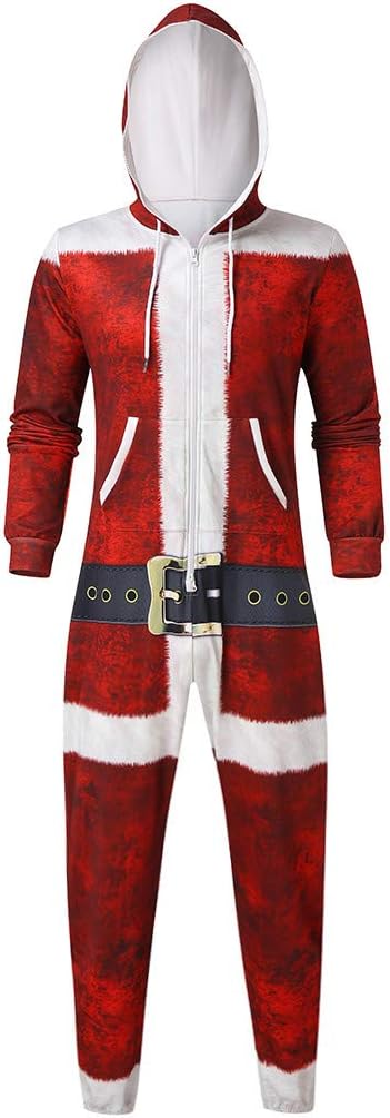 Snowmolle Women's and Men's Unisex 3D Printed Ugly Christmas Sweater Party Jumpsuit - Adult Christmas Hooded Onesie