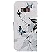 Galaxy S8 Case,CASELAND Wallet Case[Premium Design]PU Leather Flip Case Stand with Sling Case for Samsung Galaxy S8 [Regular] Butterfly White Flower