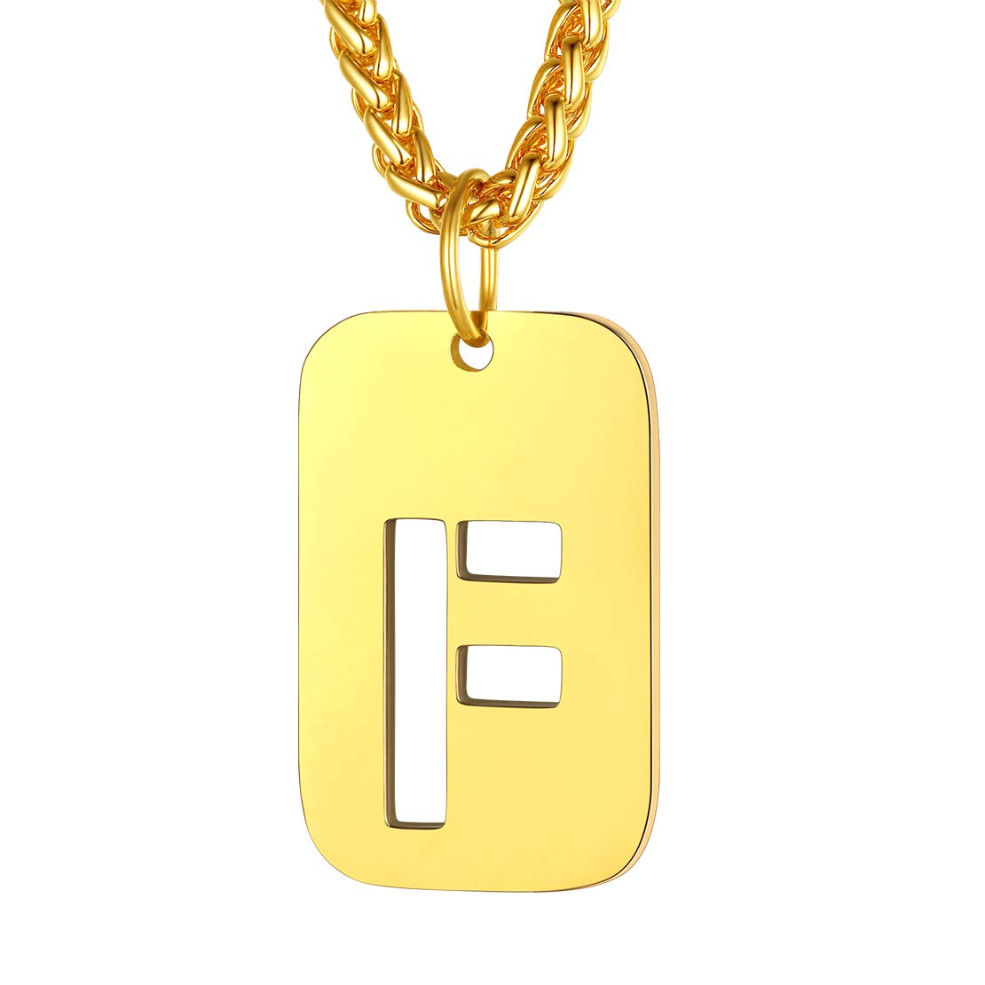 FindChic Gold Tag Necklace Chain Initial Necklace Gold Letter Pendant for Men