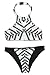 Cupshe Fashion Women's Black&White Diamond Printing Halter Padding Bikini Set