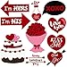 OULII Valentines Day Photo Booth Props Wedding Bridal Shower Photo Booth Prop with Sticks for Valentine's Day Wedding Party Supplies 47 Pieces