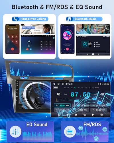 NHOPEEW 2G+64G Android Car Radio for VW Golf 7 MK7 2012-2020 – Wireless Carplay and Android Auto – 10.1 Inch Android Stereo with WiFi EQ GPS Mirror Link FM RDS + Rear Camera