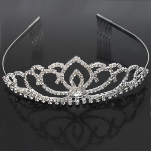 High Quality Exquisite Fashion Sparkly Rhinestone Silver Crown