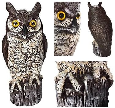 Fake Great Scarecrow Gardeneer Horned Owl Natural Enemy Garden 48HR DELIVERY