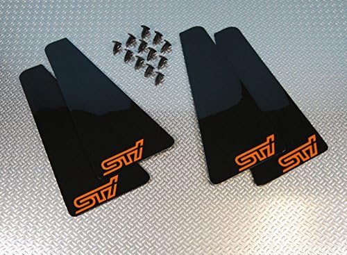 Genuine rallyflapZ MiniflapZ (Made in the UK) Full Set of 4 Mini Splash Guards Including all Fixings/Hardware Required & Full Fitting Instructions! (Mud Guard / MINI Mud Flaps Kit) Black with STI Style Logo Orange