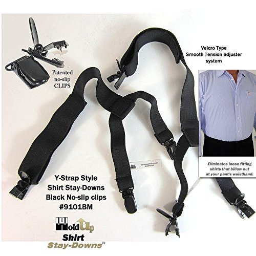 Hold-Ups Stay-downs Dress Shirt Stays Y-style with Patented No-slip metal Clips