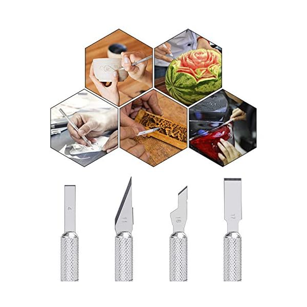 Bastelmesser Hobbymesser mit 2 stk Griffen und 40 stk Art Ersatzklingen Precision Craft Knife Skalpell Set fÃ¼r Gravur Skulptur DIY 42PCS – Bild 5