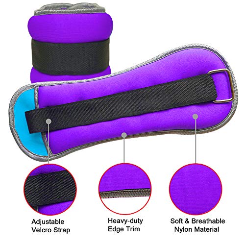 Vaupan Ankle/Wrist Weights, Small Leg Arm Hand Cuff Weights for Women Men Kids, Exercise Equipment with Adjustable Straps for Fitness Gym Dancing Walking Jogging Gymnastics Aerobics (1 Pair, 1lb 2lb) - Thumbnail 3
