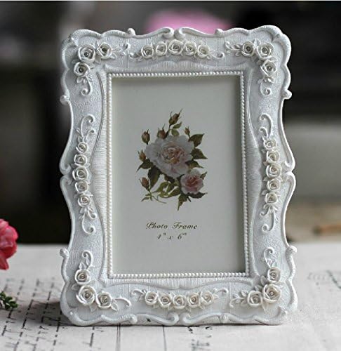 4x6" Desktop Decorative White Polyresin,Resin Photo Picture Frames