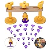 Gliston Bridge Dent Puller Kit,Auto Body Dent Removal Tools Pops a Dent & Ding PDR Tools with 24pcs Different Size PDR Glue Tabs