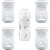 4 Pack Silicone Sleeves for 8 OZ Avent Natural Glass Baby Bottles, White | Anti Breakage Baby Bottle Holder, Compatible with Philips Avent 4/8 OZ Glass Natural Baby Bottle, BPA Free