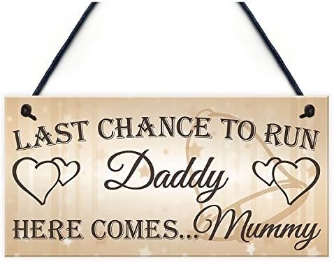 JamieFox Last Chance To Run Daddy Here Comes Mummy Cute Hanging Wedding Day Page Boy Flower Girl Plaque