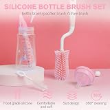 Vicloon 3PCS Baby Bottle Brush Silicone Bottle Cleaner Pink view 4